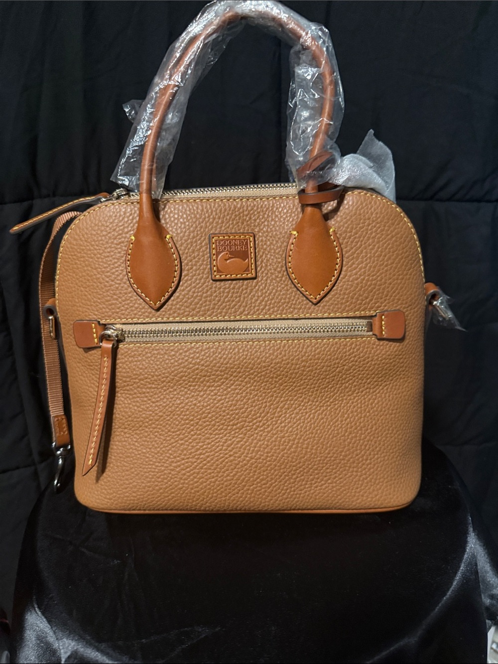 NEW Dooney & Bourke Camel/Tan Pebbled Leather Satchel